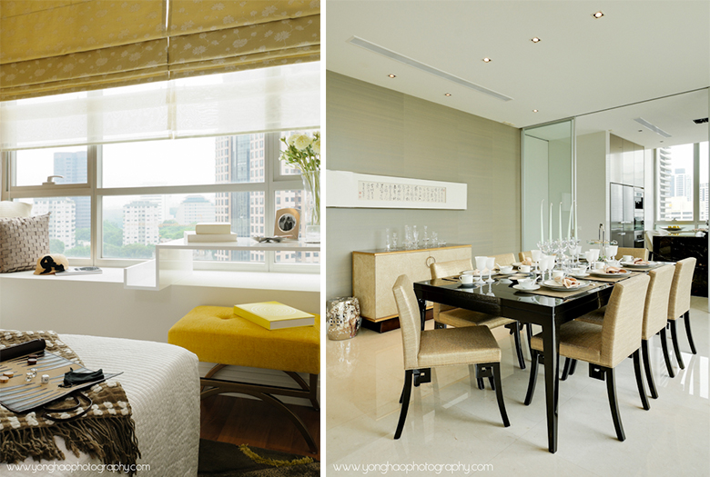 Left: Bedroom, Right: Dining Area - Interior photography by YongHao Photography