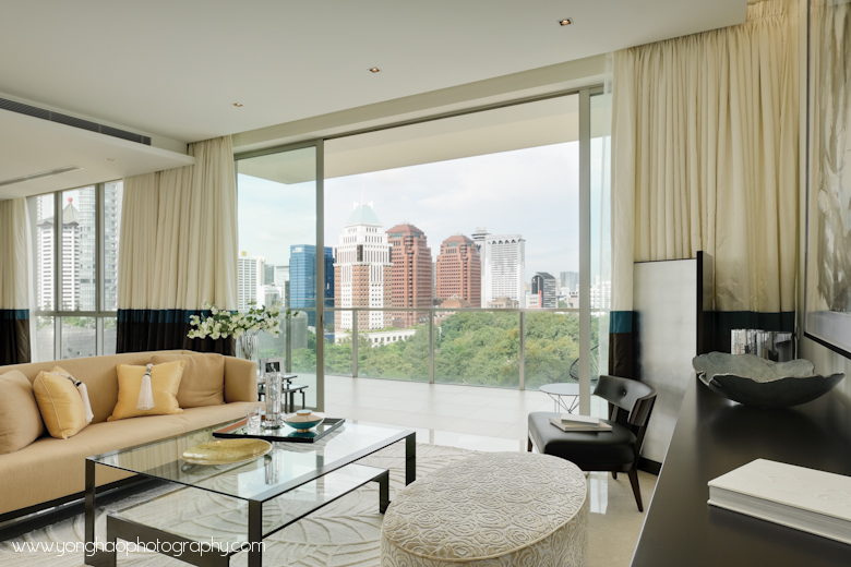 Living room with panoramic view of Orchard road - Interior photography by YongHao Photography