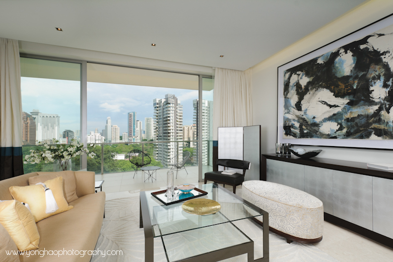 Living room with panoramic view of Orchard road - Interior photography by YongHao Photography